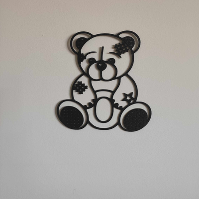 wall decor teddy bear by satisartes art 2d teddybear 2dart decoration babydecor 3d print model - Mito3D