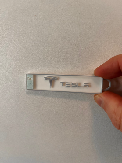 tesla numberplate keychain by dinozzo28 art signs & logos key chain 3d print model - Mito3D