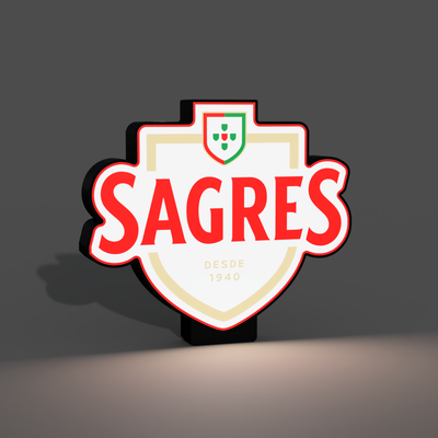 sagres caja ligera led lámpara by braga3dprint arte modelos cerveza ligero luz led 3d print model - Mito3D
