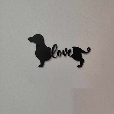 wall decor dachshund love by satisartes art 2d 2dart dog animal decoration 3d print model - Mito3D