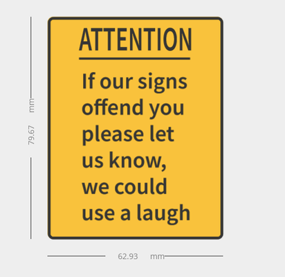 attention offensive by moore3dcreations art 2d sign laugh funny makerlab makemysign 3d print model - Mito3D