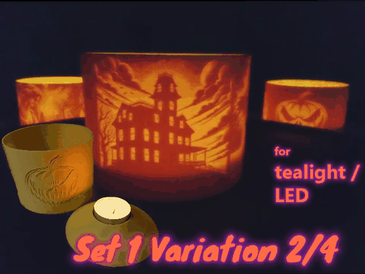 halloween tealights set1 2 4 perfect vibe by select2start print household garden light ghost decor table lantern 3d print model - Mito3D