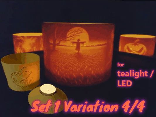 halloween lumini set1 4 perfetto vibrazione by select2start stampa arte modelli fantasma ottobre spaventoso tealight lanterna 3d print model - Mito3D