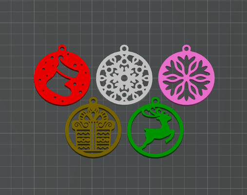 christmas ornament set of 5 - 02 by lilac rage household festivities 2023 ball bauble xmas ornaments decor decoration x-mas balls collection navidad noell natal natale 3d print model - Mito3D
