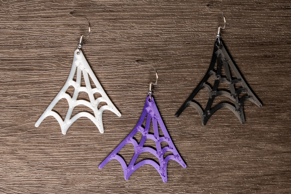 spider web halloween earrings by altair3d fashion jewelry spiderweb jewelery 3d print model - Mito3D
