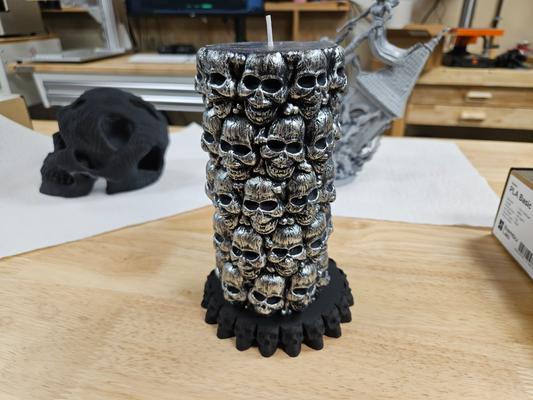 cranio base candela titolare supporto remixato by wyld domestico arredamento halloween orrore 3d print model - Mito3D