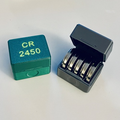 cr2450 box 5 cells print-in-place remixed by schiko tools organizers printinplace 3d print model - Mito3D