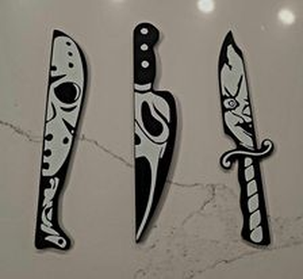 3 horror knives knife by backyard creations art 2d chucky scream screamghostface leather face friday 13th assassinsknives halloween 2023 3d print model - Mito3D