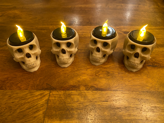 cranio candela tealight titolare supporto remixato by adam fourney domestico festività tè luce halloween 2023 decorazione 3d print model - Mito3D
