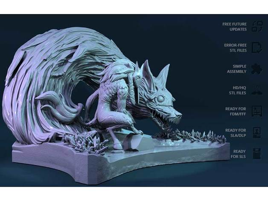 eternal hunters kindred remixed by mallow art sculptures league of legends lol 3d print model - Mito3D