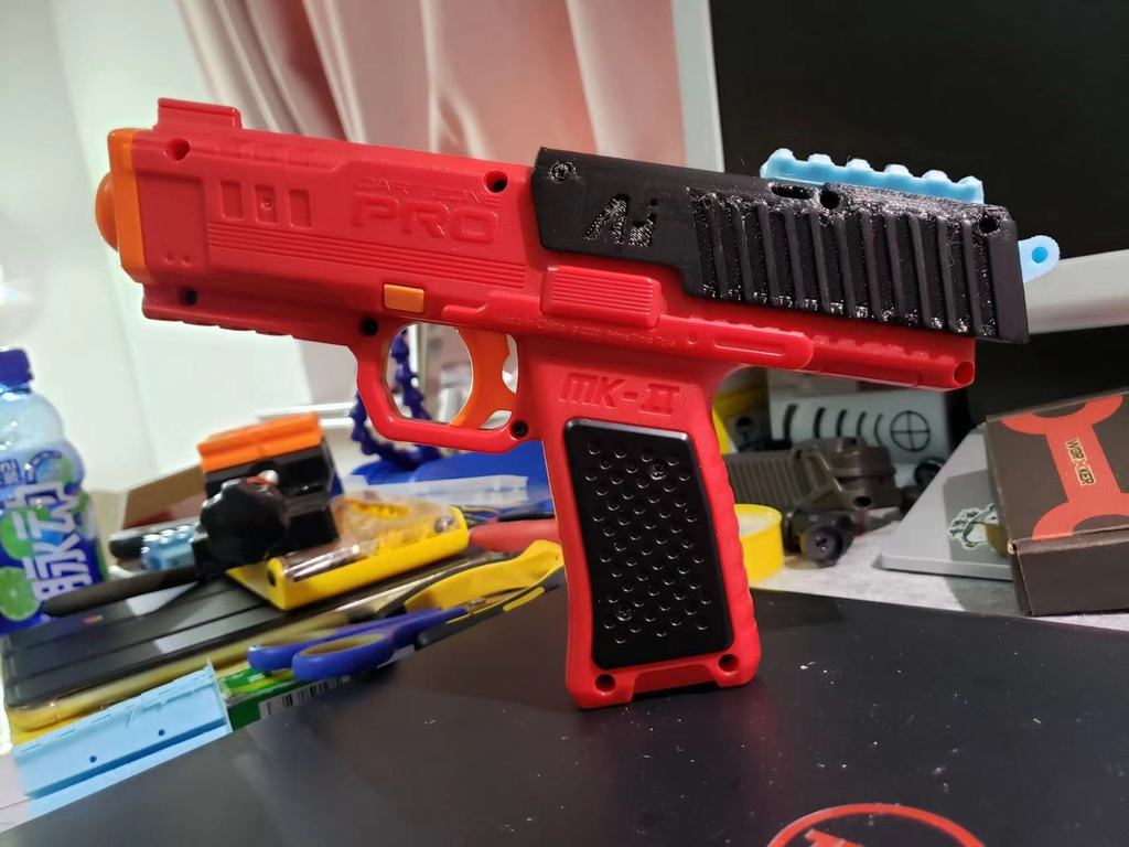 dzp mk2 personalizzato diapositiva martello indicatore by sorella giocattoli giochi all'aperto thingiverse nerf mod blaster aringa dartzone dartzonepromk2 3D print model - Mito3D