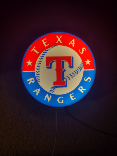 texas rangers boite lumière by renebramirez02 ménage décor bx base ball mlb mur accroché 3d print model - Mito3D