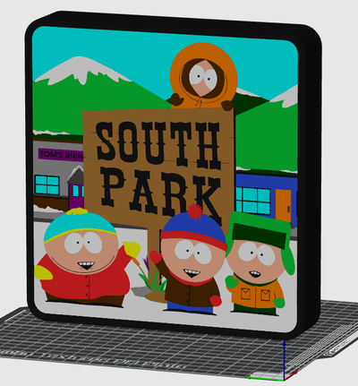 güney park ışık kutu by emby tasarımlar sanat işaretler logolar stan cartman kyle kenny 3d print model - Mito3D