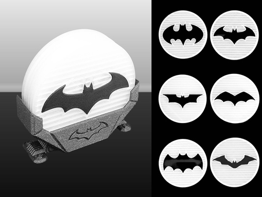 bat coaster colección by jajaum3d casa modelos historietas batman decoración superhéroe cómic regalo beber portavasos hogar gotham caballero oscuro murciélago 3d print model - Mito3D