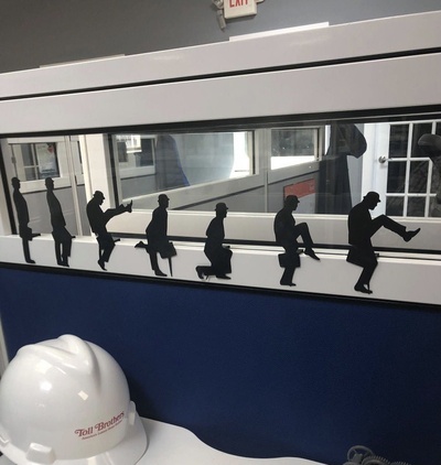 monty python ministry of silly walks silhouettes office cubicle window by jdalycache household montypython silhouette sillywalks 3d print model - Mito3D