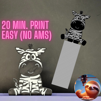 zebra - bookmark by 3dsloth97 art 2d animal animals kids book nice easy multicolor gift kid fast bookmarker halloween 3d print model - Mito3D