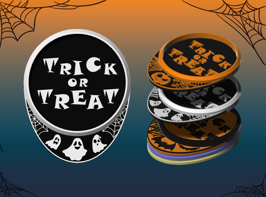 sc - stackable coasters halloween edition ghosts by valdilab household decor coaster glass holder kitchen party friends partydecor organizer furniture ghost trick or treat customizable customisable trickortreat 3d print model - Mito3D