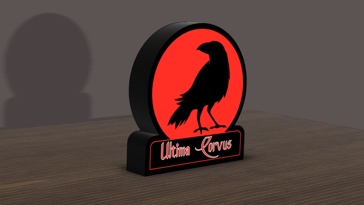 raven led lightbox w latin phrase by mfdesigns3d art signs & logos light box crow 3d print model - Mito3D