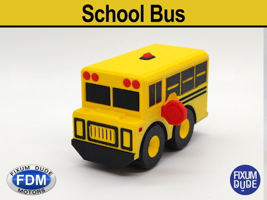 fixum dude motors pip school bus by fixumdude toys & games vehicle truck schoolbus gift print in place car toycar toytruck 3d print model - Mito3D