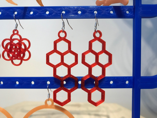 hexagon earrings by brithawkes fashion jewelry 3d print model - Mito3D