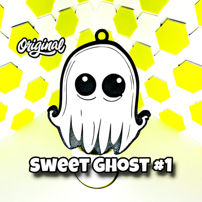 sweet ghost keychain 1 by tiroplast 3d art coin & badges halloween 3d print model - Mito3D