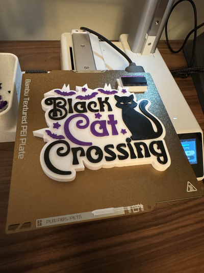 halloween black cat crossing by michaelrousseau3d art signs & logos 2023 a1 mini 3d print model - Mito3D