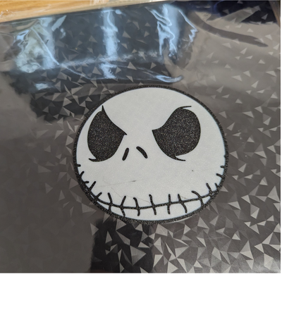 jack skellintion face mirrored by papa emeritus iv art 2d halloween 2023 contest nightmare christmas xmas nightmarebeforechristmas skellington coaster 3d print model - Mito3D