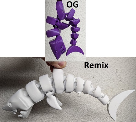 rinforzata articolato squalo remixato by vexanix giocattoli giochi giocattolo acqua articolazione pesce articolando thingiverse grande 3d print model - Mito3D