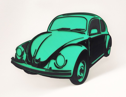 vw böcek 2 renk by üçlü atölye sanat modeller duvar askı volkswagen araba model klasik arabalar sanatı 2dwallart vdub 3d print model - Mito3D