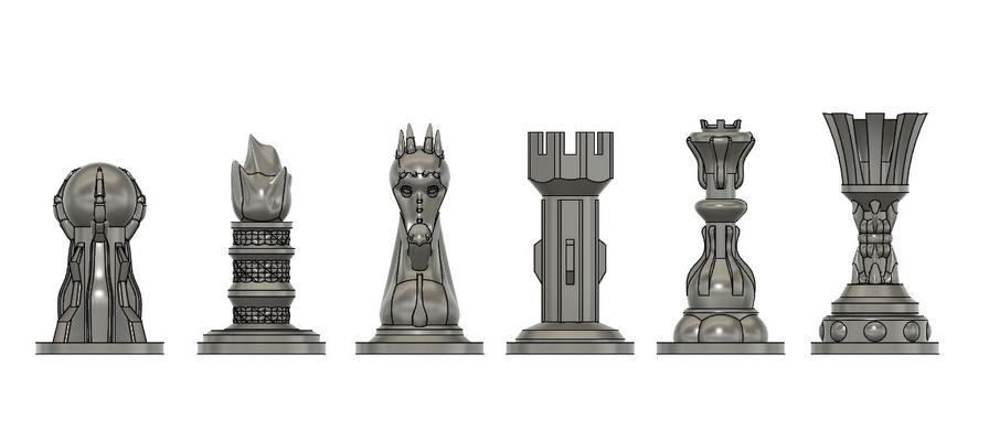 dfd fantasía ajedrez conjunto by digitallyforgeddesigns juguetes juegos tablero juego rol 3d print model - Mito3D