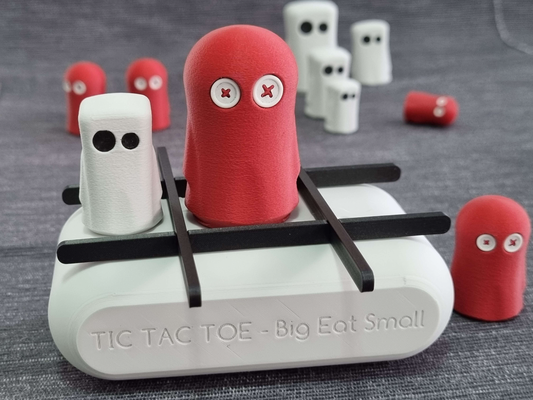 tic tac toe game a twist by trifcho toys & games board big eat small ghost cute halloween creature xs os xo bat spooky gift kid kids family 3d print model - Mito3D