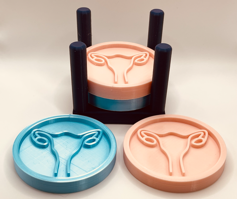 uterus coasters coaster holder by gegcc3d household decor woman women health caddy coasterholder funny 3d print model - Mito3D