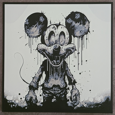undead mouse - filament painting 4 colors by bedlam threadz art 2d mickey disney halloween 2023 zombie hueforge 3d print model - Mito3D
