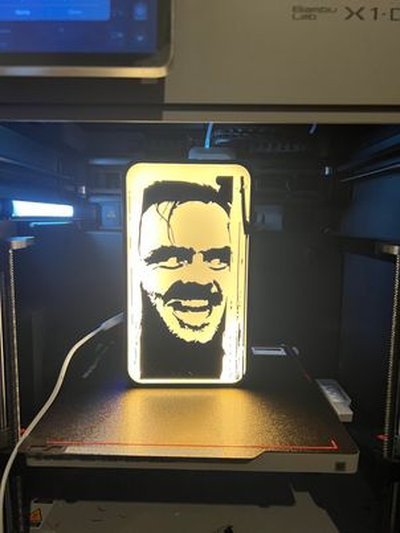 johnny - small lightbox by love prints art models heresjohnny shining horror film movie cultclassic cult scary door axe light 3d print model - Mito3D