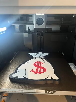 beute tasche leuchtkasten by liebe druckt kunst modelle raub flucht bank dollar grün geld spaß humor licht sack rauben räuber 3D print model - Mito3D