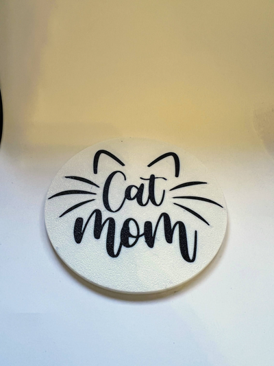cat mom coaster by marcos p art signs & logos lover 3d print model - Mito3D