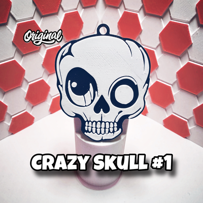 crazy skull keychain 1 by tiroplast 3d art coin & badges easy 3d print model - Mito3D