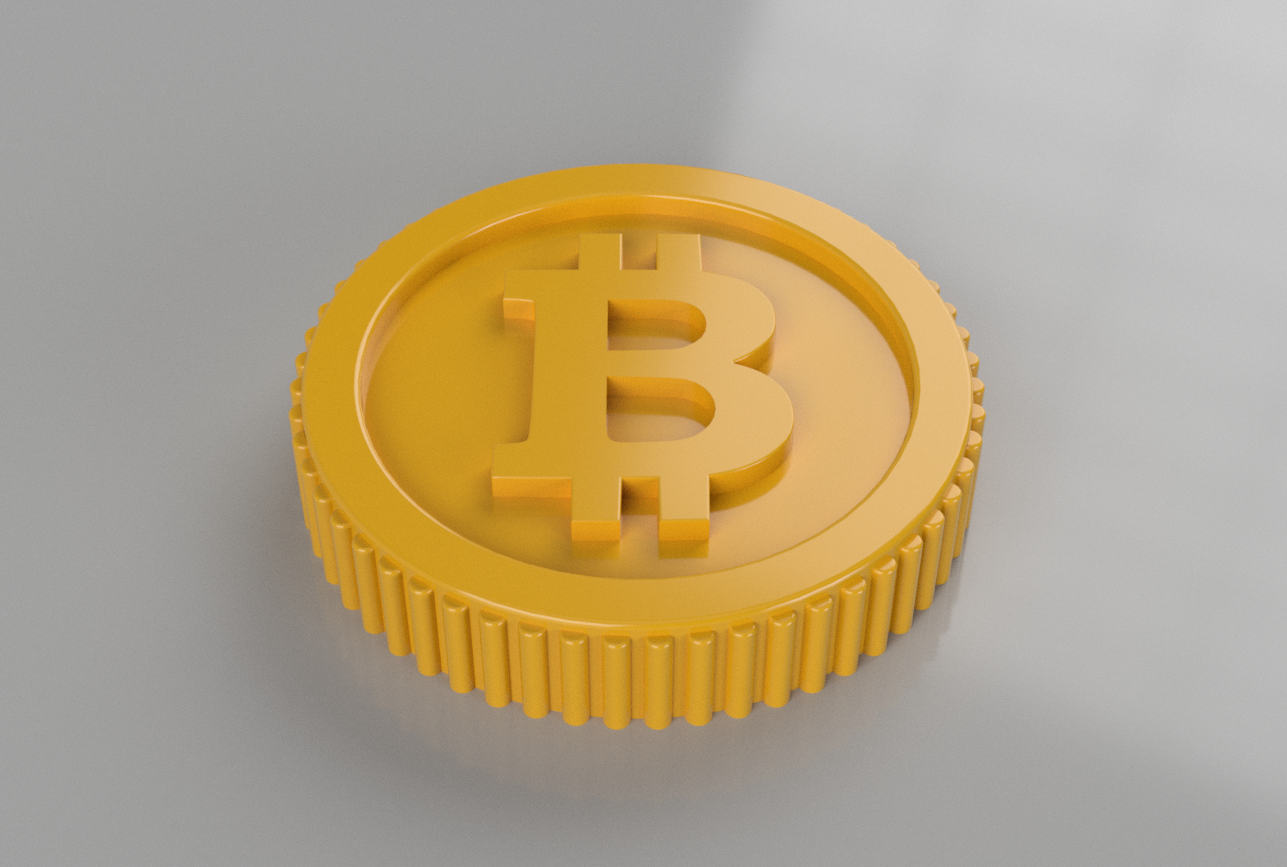 bitcoin btc münze by magie studio 3d kunst abzeichen einfach easyprint gold mond 3D print model - Mito3D