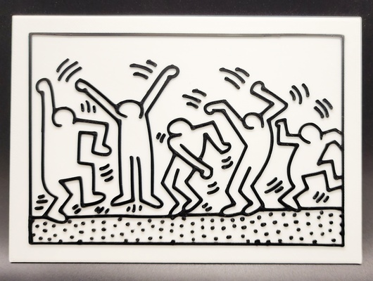 dancing figures by keith haring 2 color triplegworkshop art signs & logos multicolor collection drawing painting motion dance movement wallart popart people fine gallery fineart 3d print model - Mito3D