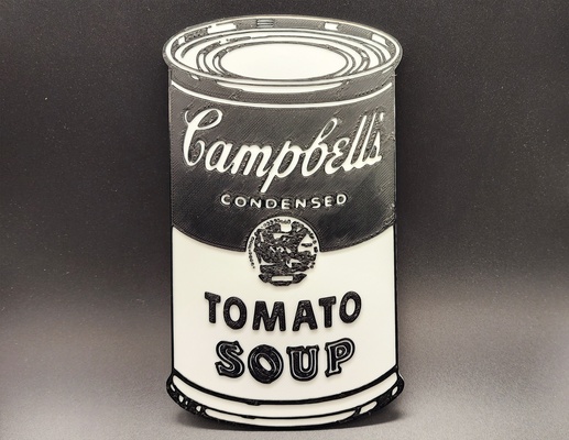 campbell's soup by andy warhol 2 color triplegworkshop art signs & logos wall multicolor hanging modern collection drawing painting popart fine gallery fineart 3d print model - Mito3D