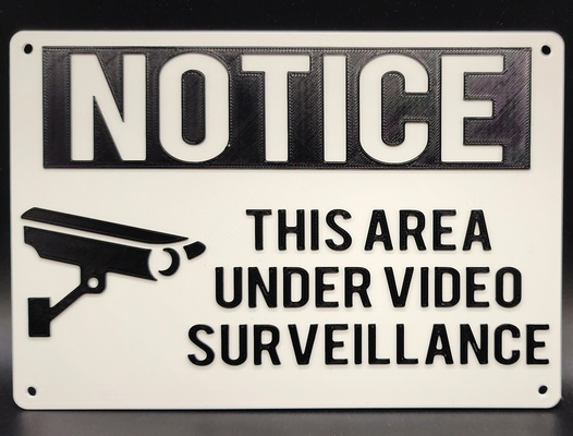 video surveillance signs 2 color by triplegworkshop art models camera multicolor recording record home warning protection safety outdoor cam tape security scalable disclosure stream live surveillancecamera 3d print model - Mito3D