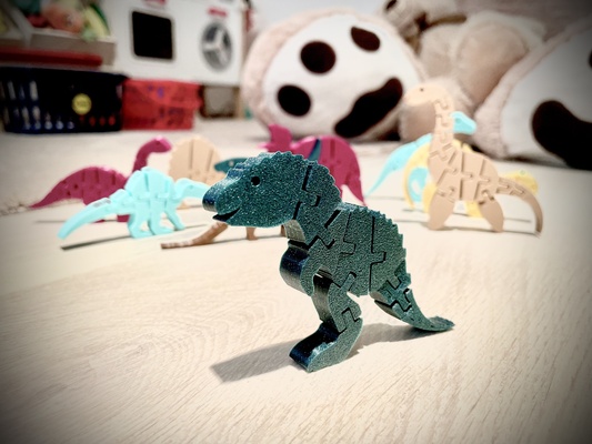articulado flexi gigantosaurio agitarse dinosaurio by impresión juguetes juegos juguete inquieto flexible llavero 3d print model - Mito3D