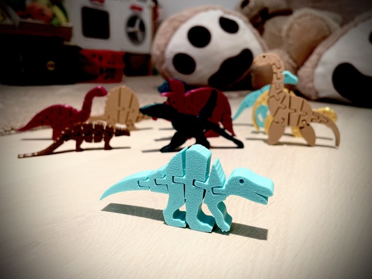 articulated flexi spinosaurus fidget dino by mistaprinta toys & games dinosaur fidgettoy flexible keychain dinosaurs 3d print model - Mito3D