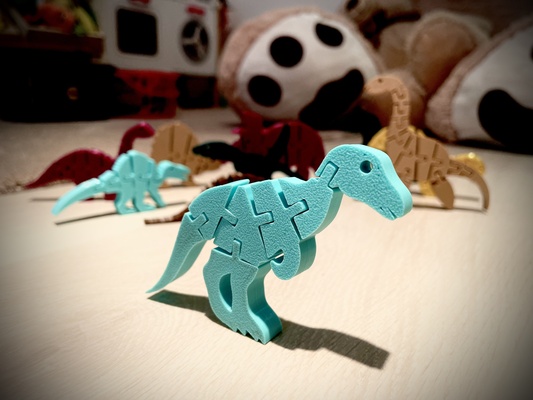 articulated flexi velociraptor fidget dino by mistaprinta toys & games dinosaur fidgettoy flexible keychain 3d print model - Mito3D