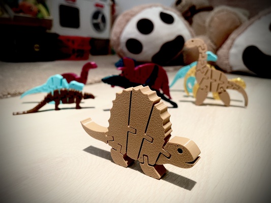 articulated flexi dimetrodon fidget dino by mistaprinta toys & games dinosaur fidgettoy flexible 3d print model - Mito3D