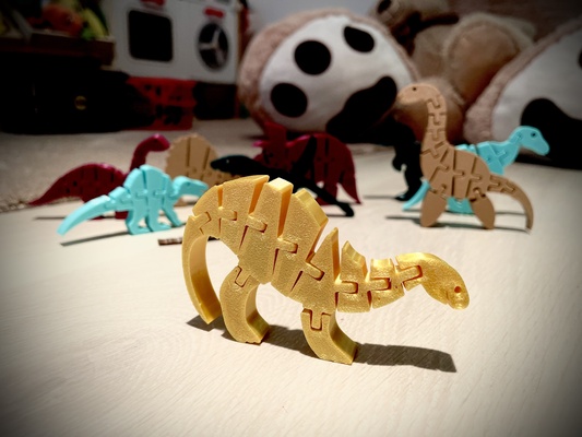 articulated flexi dicraeosaurus fidget dino by mistaprinta toys & games dinosaur fidgettoy flexible keychain 3d print model - Mito3D
