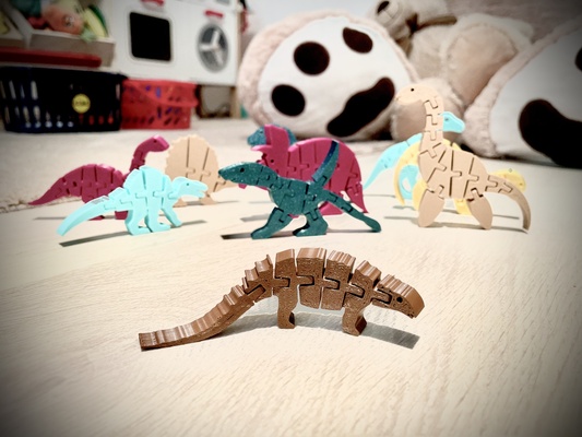 articulated flexi acanthopolis fidget dino by mistaprinta toys & games dinosaur fidgettoy flexible keychain 3d print model - Mito3D