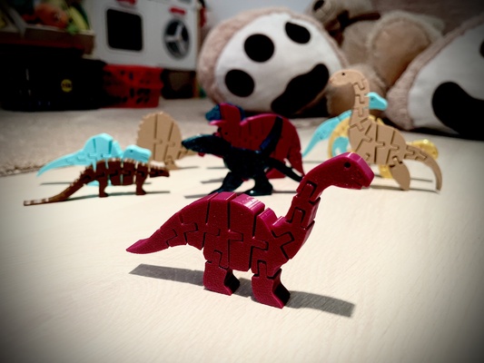 articulé flexi apatosaure agiter dinosaure by impression jouets jeux jouet agitation souple porte clés 3d print model - Mito3D