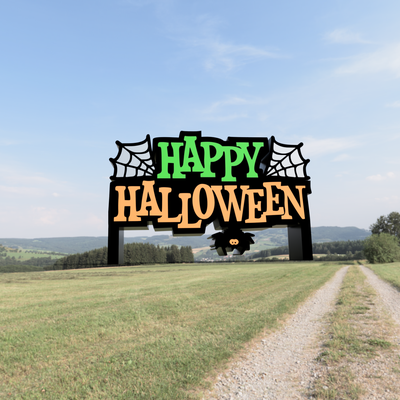 happy halloween by lefty3d art signs & logos light box stand 3d print model - Mito3D