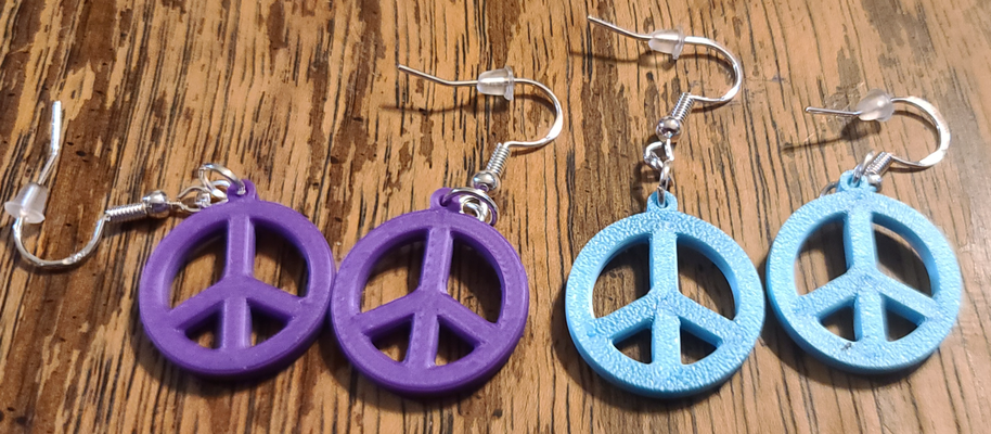 peace sign earrings by dohara1985 fashion ear earring rings jewelery 3d print model - Mito3D